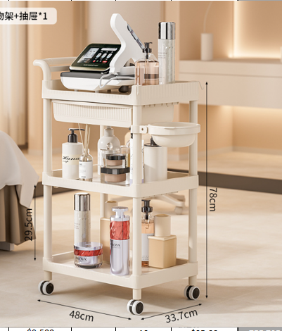 🛒 Carrito de Spa y Salón – 3 Niveles con Cajón y Cubeta