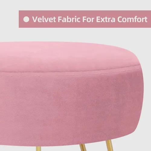 🌸 Taburete de Tocador Moderno – Terciopelo Rosa 🌸