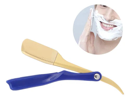 🪒 Navaja Plegable Profesional – Soporte para Cuchilla de Afeitar Facial