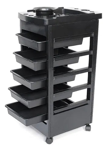 🛠 Carrito Auxiliar Negro con Bowl – Peluquería & Barbería