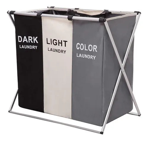 🧺 Cesta de Lavandería Portátil Oxford con 3 Compartimentos