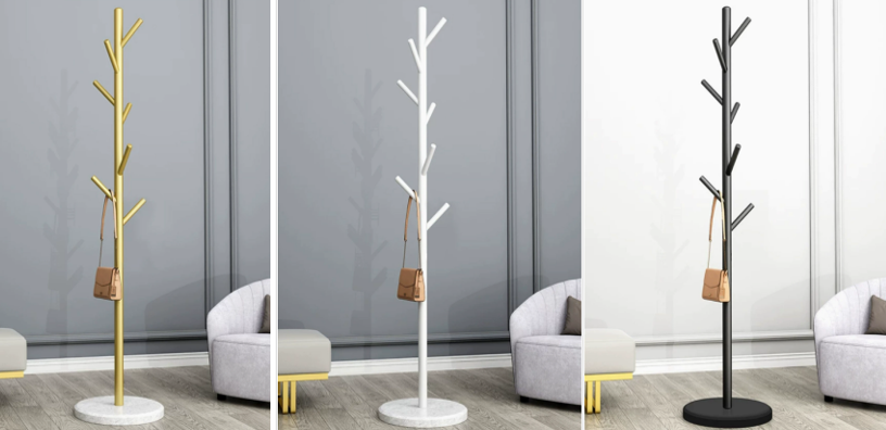 🪵 Perchero de Metal con Base de Mármol – Diseño Moderno y Elegante